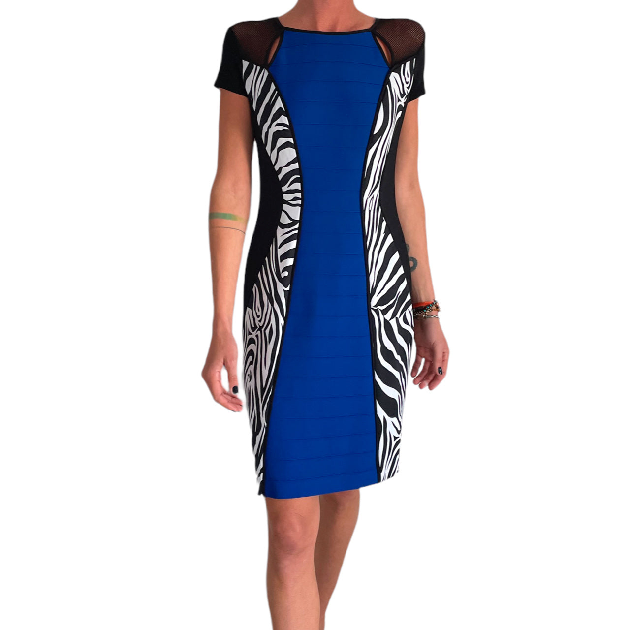 Joseph Ribkoff Blue & Zebra Print Dress