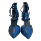 Steve Madden Spiraal Blue Faux Snakeprint Lace up Heels