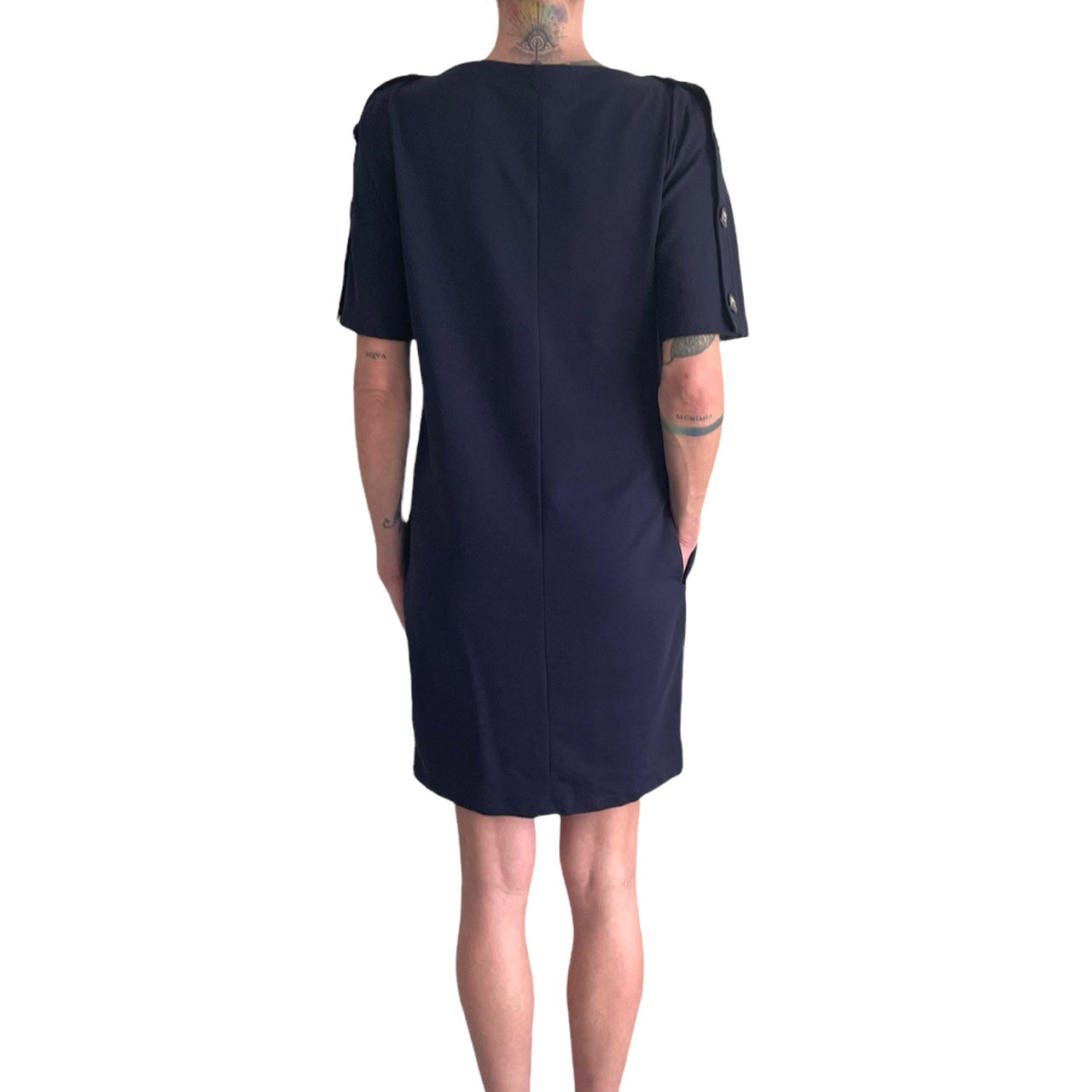 COS Navy Button Sleeve Dress