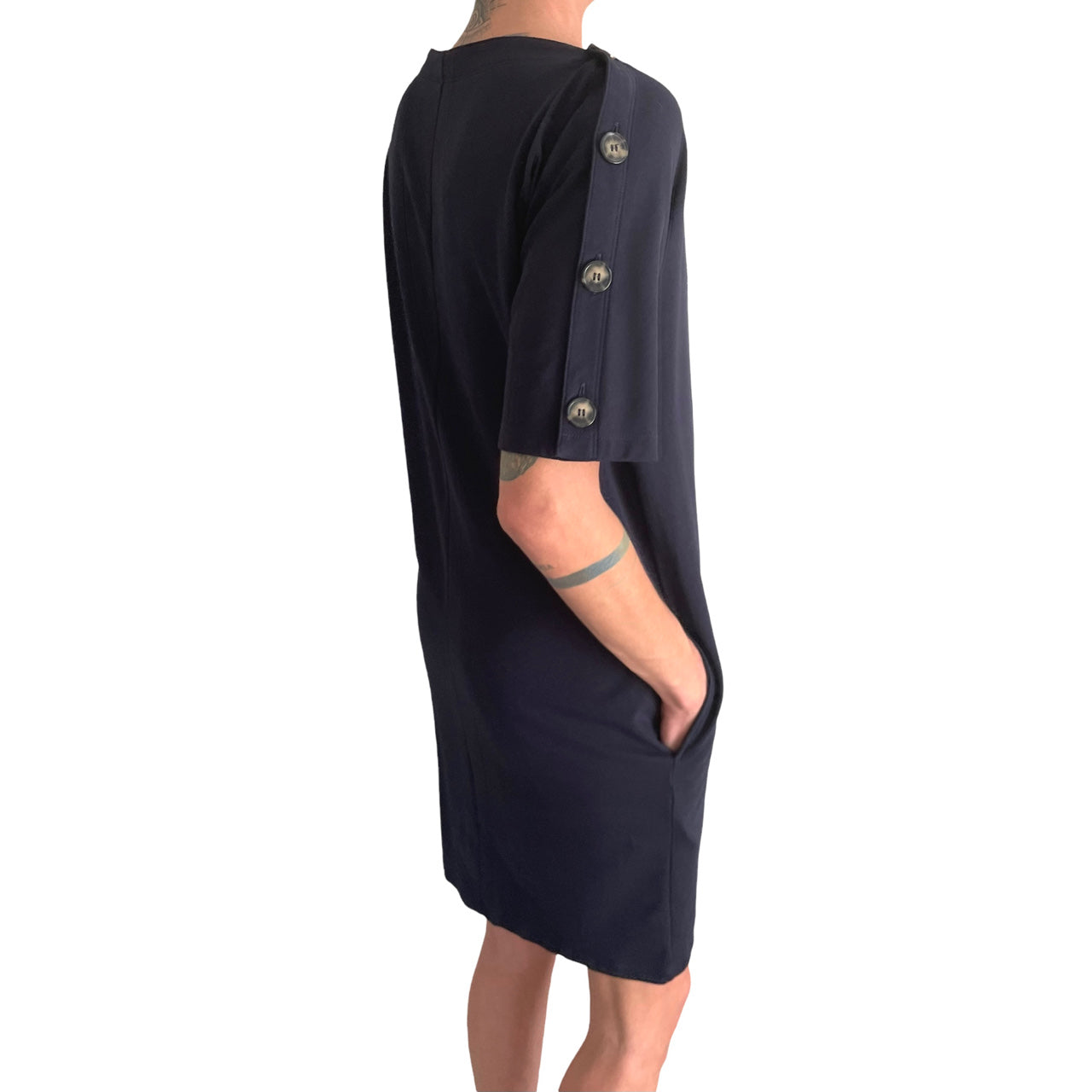 COS Navy Button Sleeve Dress