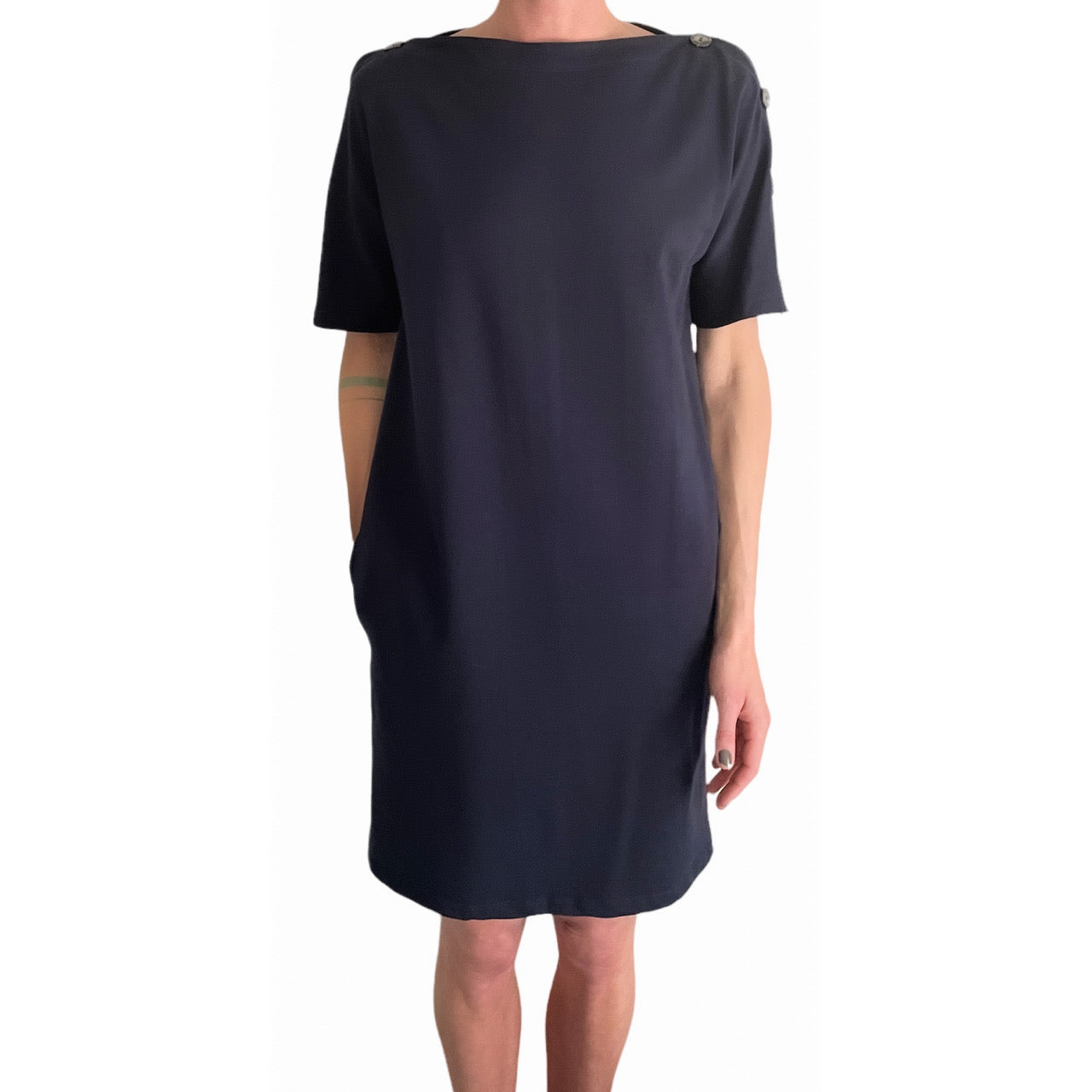 COS Navy Button Sleeve Dress